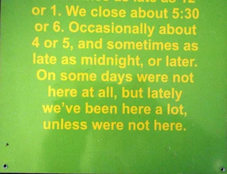 Business Hours - Humerous Sign - w&#61;29cm x l&#61;42cm