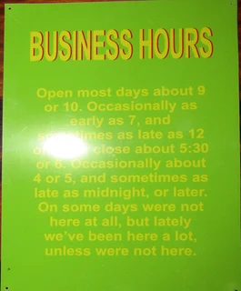 Business Hours - Humerous Sign - w&#61;29cm x l&#61;42cm