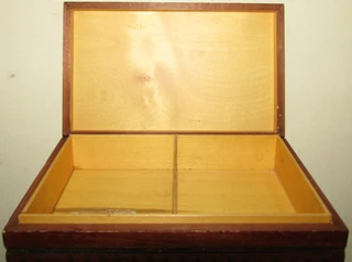 J &amp; J Cash Hand Carved Hinged Wooden Box with Woven Image of Forest Animals made in Tatra Poland