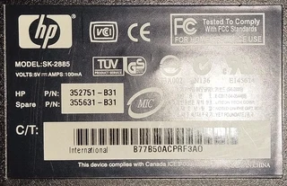 HP SK-2885 Wired USB Computer Keyboard Silver and Black