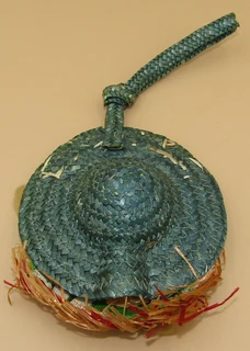 Straw Hat Lady Rear View Mirror Novelty Car Accessory - Hanging Ornament