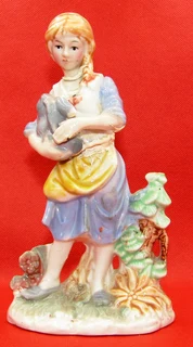 Girl with Rabbit Porcelain Figurine - flawed