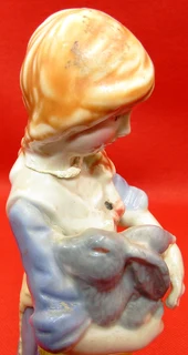 Girl with Rabbit Porcelain Figurine - flawed
