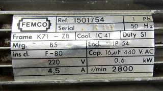 Swimming Pool Pump Motor - Femco 0.6kW