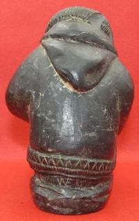 Inuit with Child Soapstone Sculpture - A Wolf Original