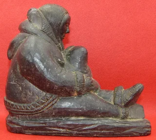 Inuit with Child Soapstone Sculpture - A Wolf Original