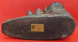 Inuit with Child Soapstone Sculpture - A Wolf Original