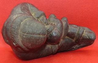 Inuit with Child Soapstone Sculpture - A Wolf Original