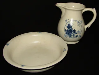 Ceramic Dutch Cereal Bowl and Milk Pitcher