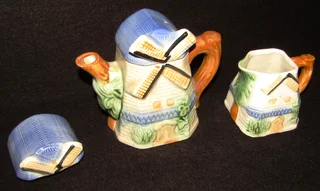 Dutch Windmill Tea Pot and Milk Jar