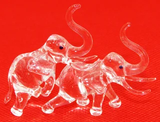Miniature Glass Mounting Elephants