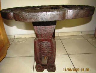 Hand Carved African Table - Solid Wood