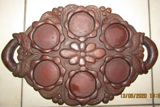 Hand Carved African Serving Tray - Solid Wood - 48cm x 30cm