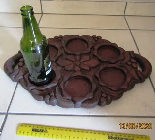 Hand Carved African Serving Tray - Solid Wood - 48cm x 30cm