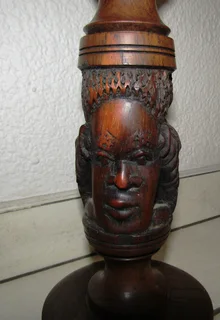 Hand Carved African Lamp - Solid Wood