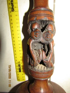 Hand Carved African Lamp - Solid Wood