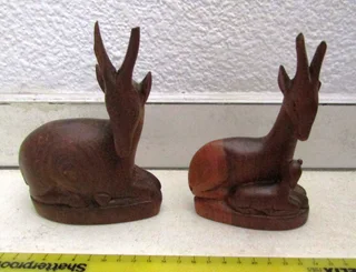 Hand Carved African Gazelle Family - Solid Wood