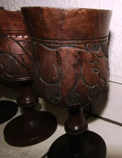 Hand Carved African Wine Goblets - Solid Wood