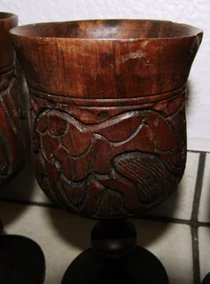 Hand Carved African Wine Goblets - Solid Wood