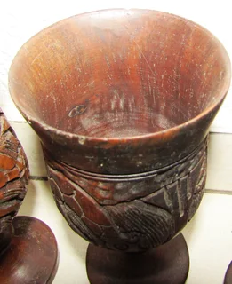 Hand Carved African Wine Goblets - Solid Wood