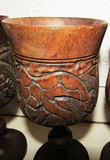 Hand Carved African Wine Goblets - Solid Wood
