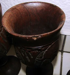 Hand Carved African Wine Goblets - Solid Wood