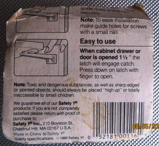 Child Safe Cab Latch - Child Proof Drawers, Cabinets etc.