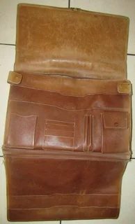 Genuine Leather Multi-Compartment Lockable Brief Case