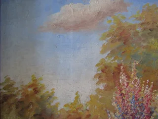 Original Oil Painting in Floor Standing Frame as Fireplace Screen- w&#61;665mm; h&#61;750mm