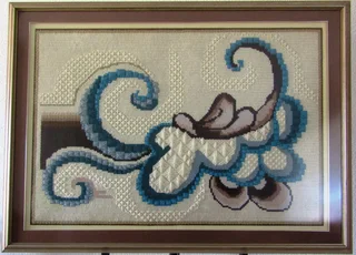 Abstract Modern Tapestry Mounted, Framed and behind Glass - w=1300mm; h=995mm