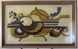 Abstract Modern Tapestry Mounted, Framed and behind Glass - w=1280mm; h=870mm