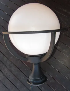 Devon Sphere 300mm Black Outdoor Pedestal Light Basket