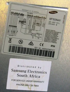 Samsung WF7600NAW Front Loading Washing Machine - needs attention!