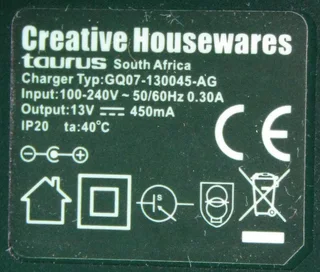 Creative Housewares taurus Power Supply / Charger 13V 450mA