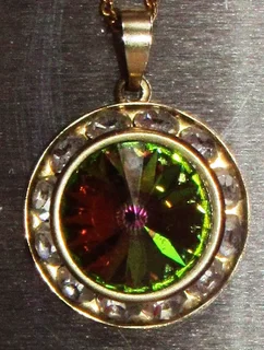 Vitrail Crystal Gold Tone Pendant Necklace