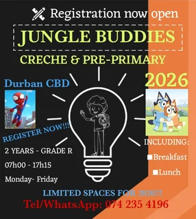 Jungle Buddies-Durban CBD Registration for 2026 Now Open!!!