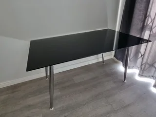 Desk - Black Glass Top with Chrome Legs