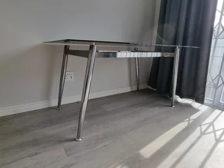 Desk - Black Glass Top with Chrome Legs