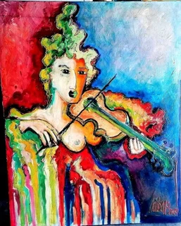 Art Laubar oil Painting "Play me a Song"