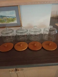 Cookie Jar, 3 l, heavy duty with Glass lid and Wooden lid