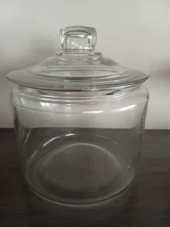 Cookie Jar, 3 l, heavy duty with Glass lid and Wooden lid