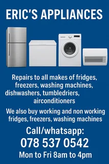 Repairs to all makes of fridges, freezers, washing machines, dishwashers, tumbledriers, aircons