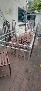 6 Seater Steel Table and Chairs