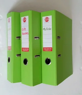 Set of 3 A4 arch lever files (PNA, lime green colour) for sale