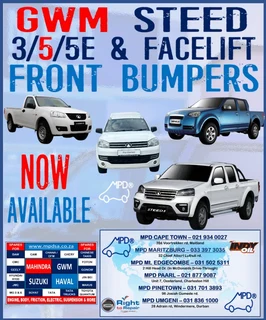 GWM Steed 3/5/5E & Facelift Front Bumpers - Available at MPD Pinetown!