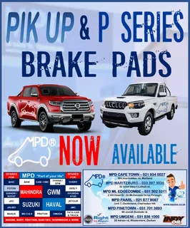 Mahindra Pick Up and GWM P-Sersies Brake Pads avil now