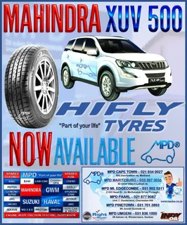 Mahindra XUV500 Tyres avil to order now at MPD Pinetown
