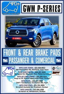 P-Series Brake Pads for Passager and Commercial, Front and Rear. @ MPD Pinetown.