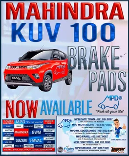 Mahindra Kuv, Xuv, And Tuv Range Brake Pads Avil Now @ Mpd Pinetown