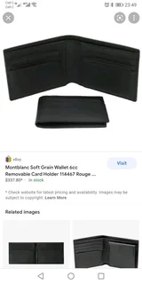 Montblanc Softgrain 6cc Wallet WITH Removable Cr Card Holder &#61; 2 ITEMS